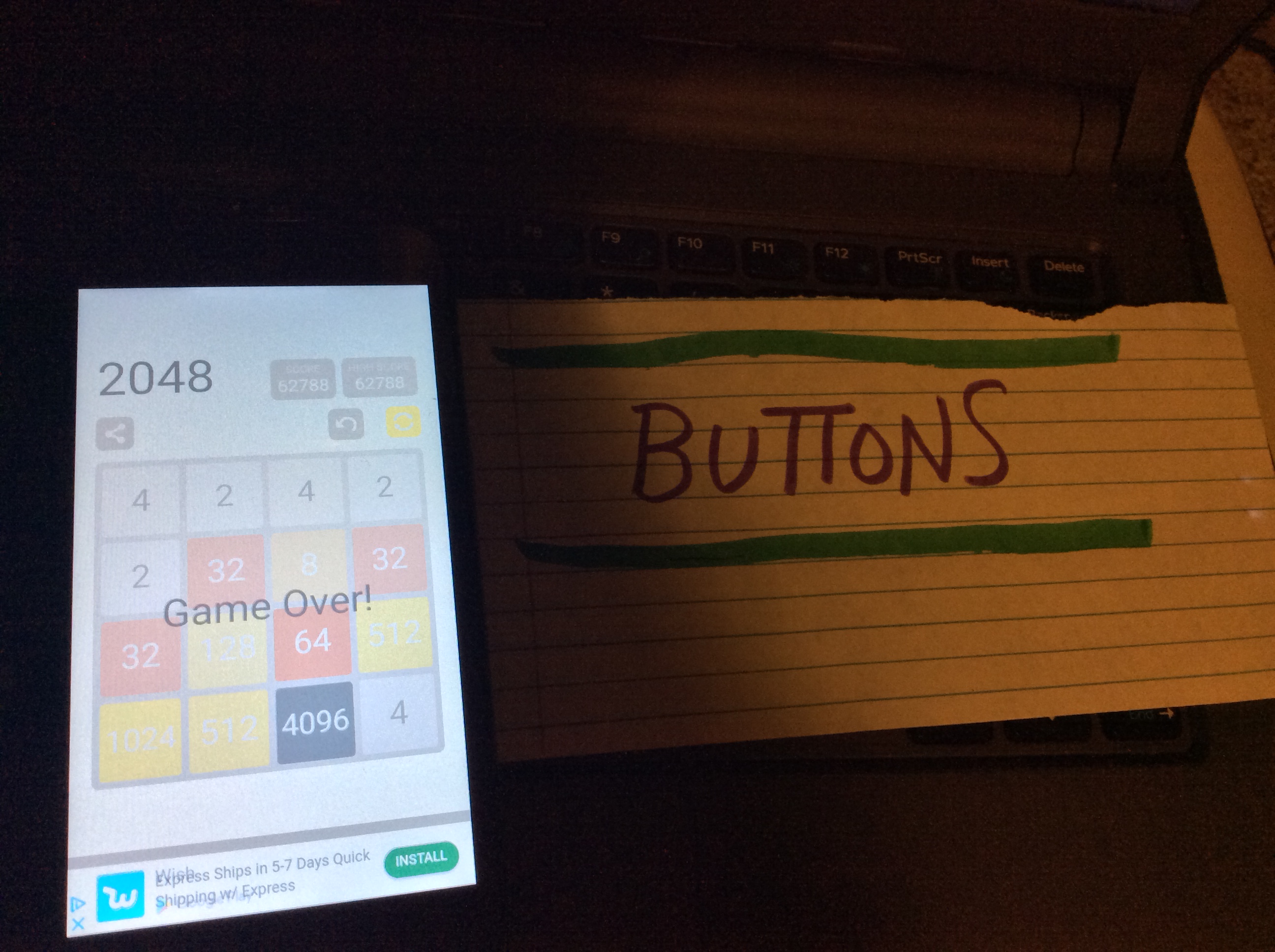 Buttons: 2048 (Android) 62,788 points on 2019-09-14 20:52:04