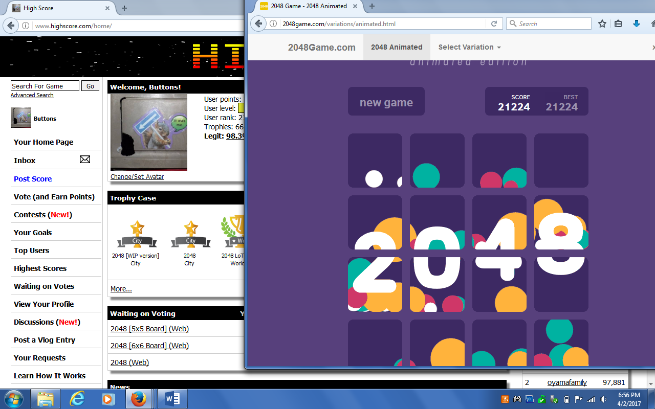 2048 Animated Edition 21,224 points