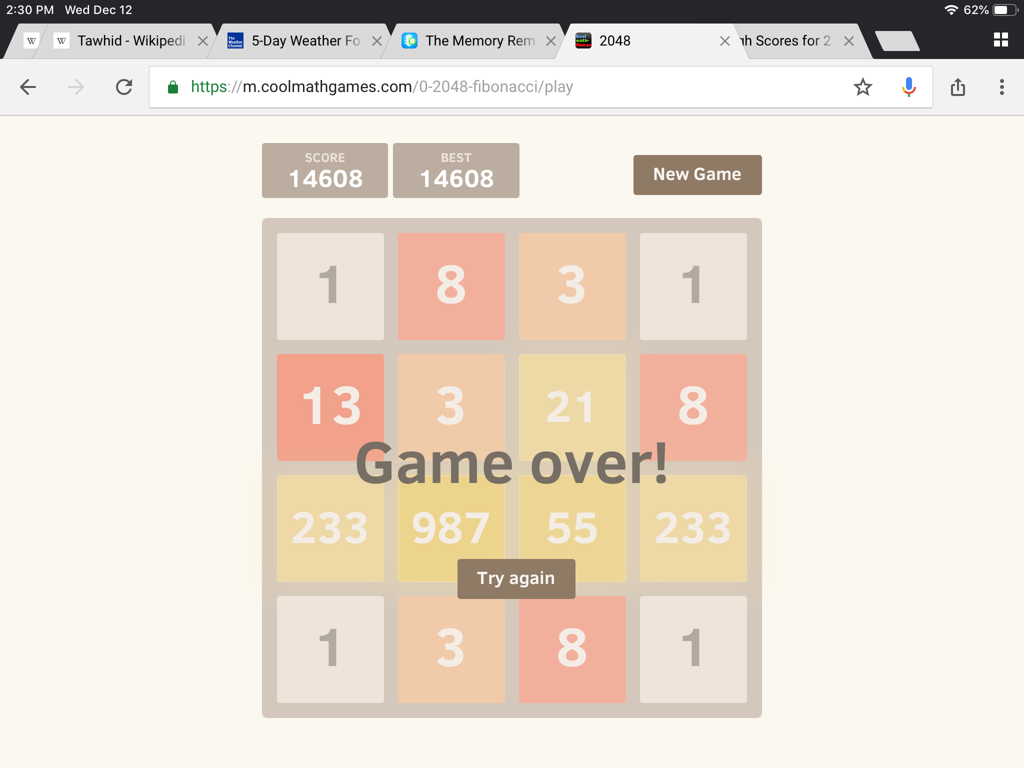 2048: Fibonacci - Play Online at Coolmath Games