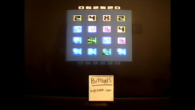 Buttons: 2048 [WIP version] (Atari 2600) 62,620 points on 2017-01-31 21:00:17