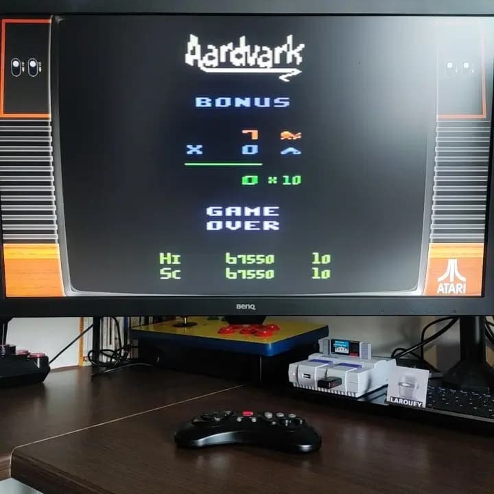 Larquey: Aardvark [Easy] (Atari 2600 Emulated) 67,550 points on 2022-08-11 04:11:52