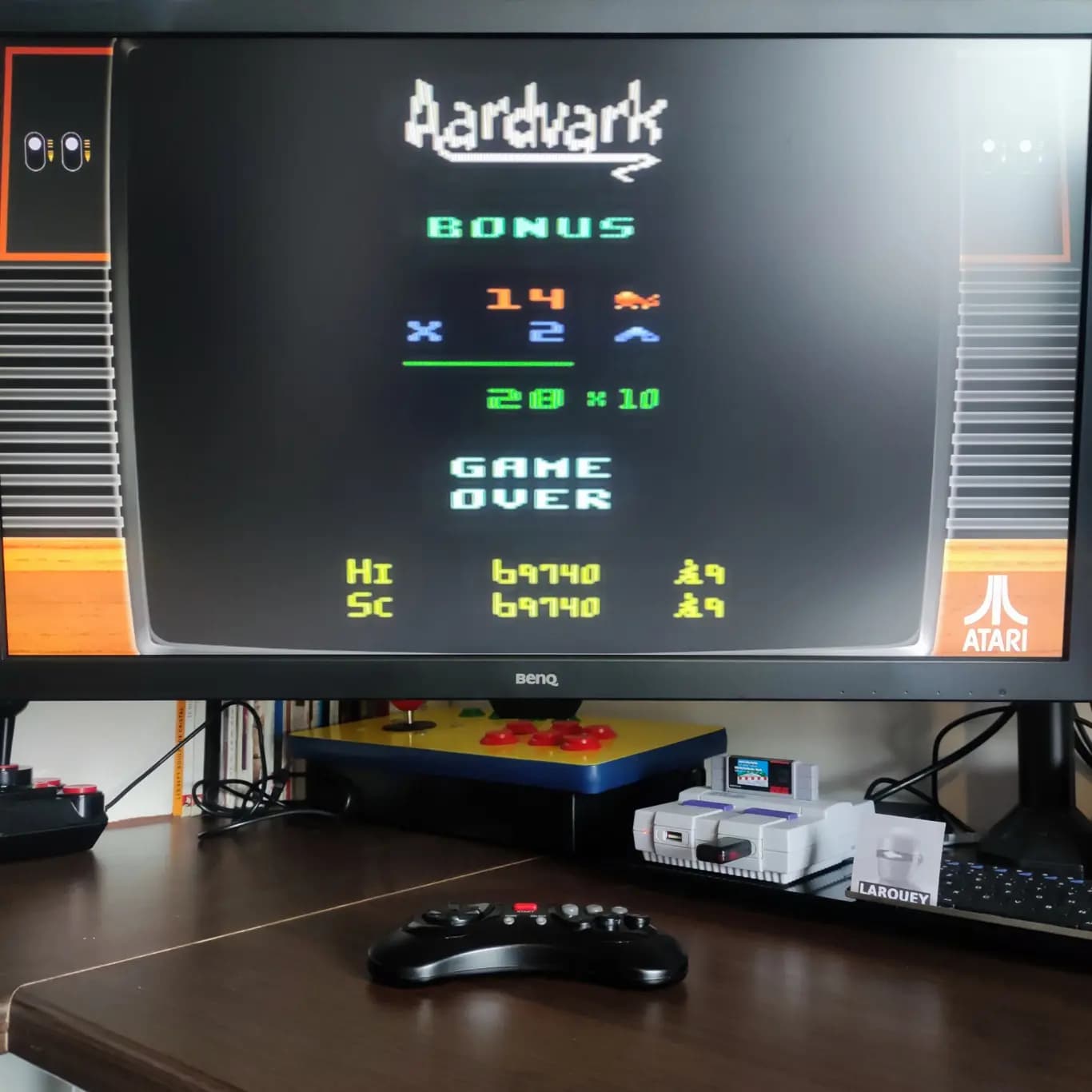 Larquey: Aardvark [Normal] (Atari 2600 Emulated) 69,740 points on 2022-08-11 04:09:22