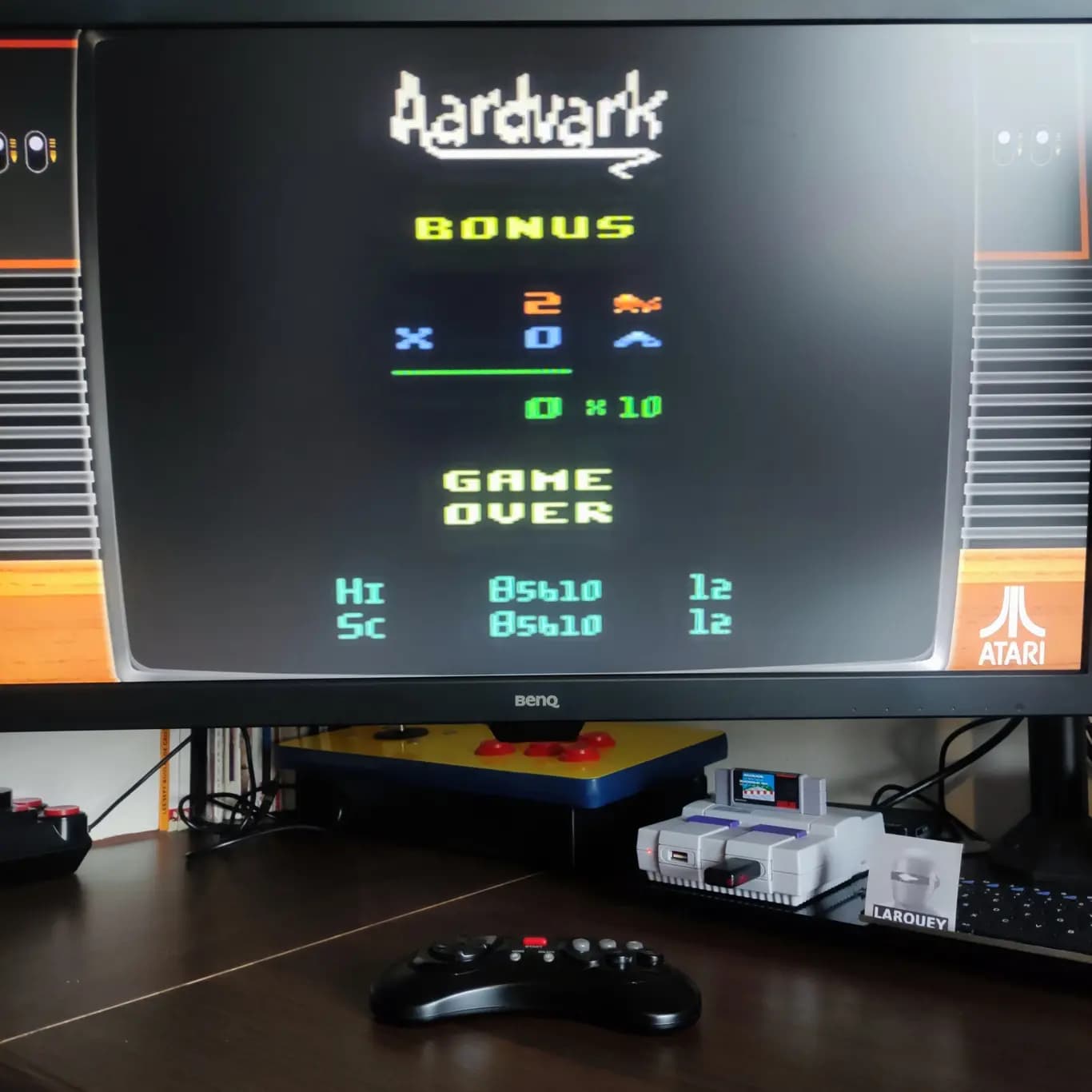 Larquey: Aardvark [Novice] (Atari 2600 Emulated) 85,610 points on 2022-08-11 04:14:12