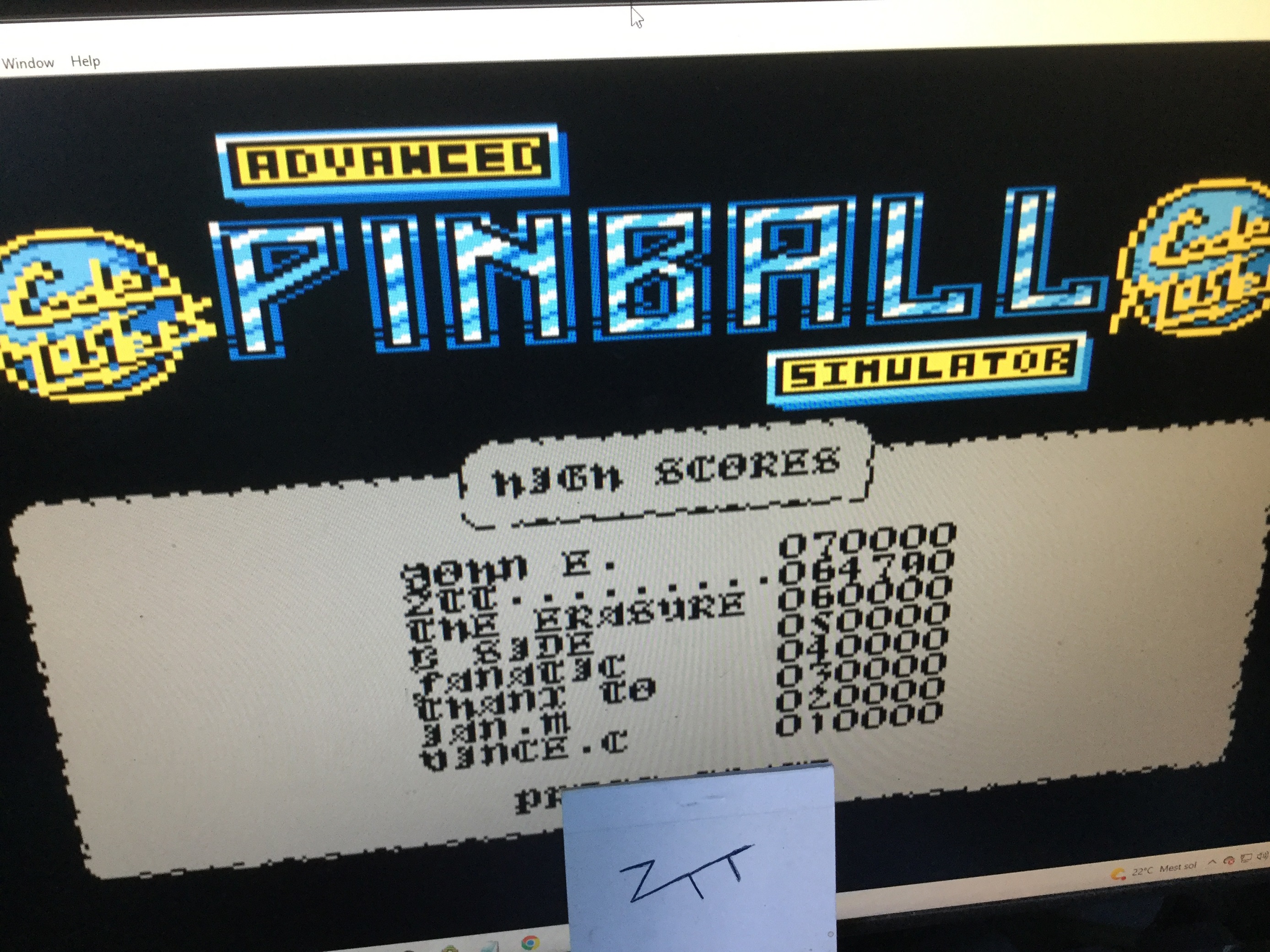 Frankie: Advanced Pinball Simulator (Atari 400/800/XL/XE Emulated) 64,790 points on 2022-08-12 02:25:39