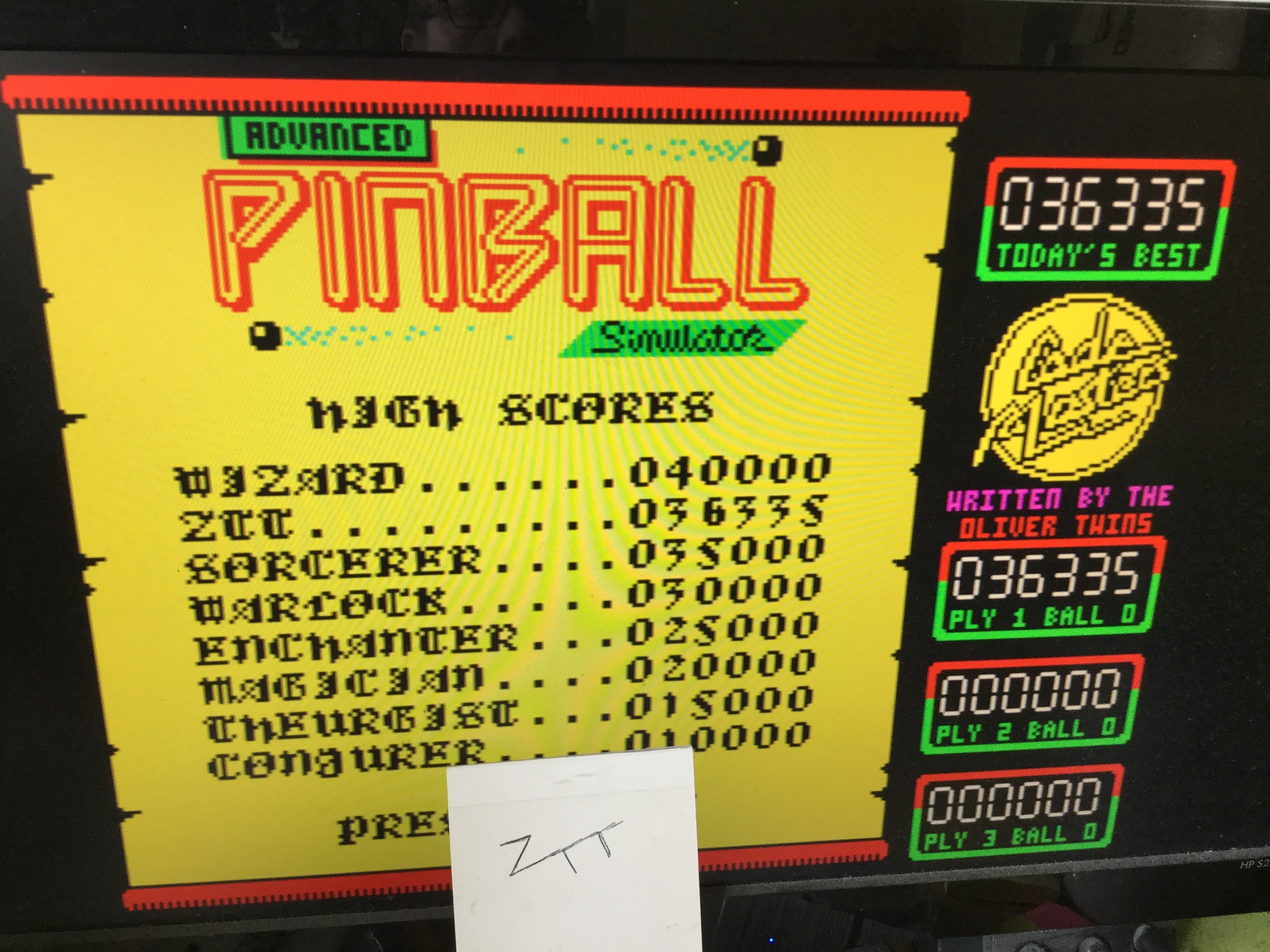 Frankie: Advanced Pinball Simulator (ZX Spectrum Emulated) 36,335 points on 2021-02-14 04:01:41