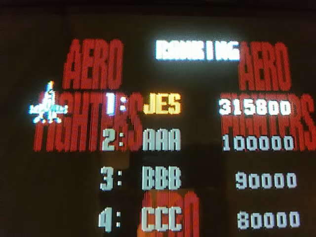JES: Aero Fighters [4 Lives] [aerofgt] (Arcade Emulated / M.A.M.E.) 315,800 points on 2018-03-28 00:13:09