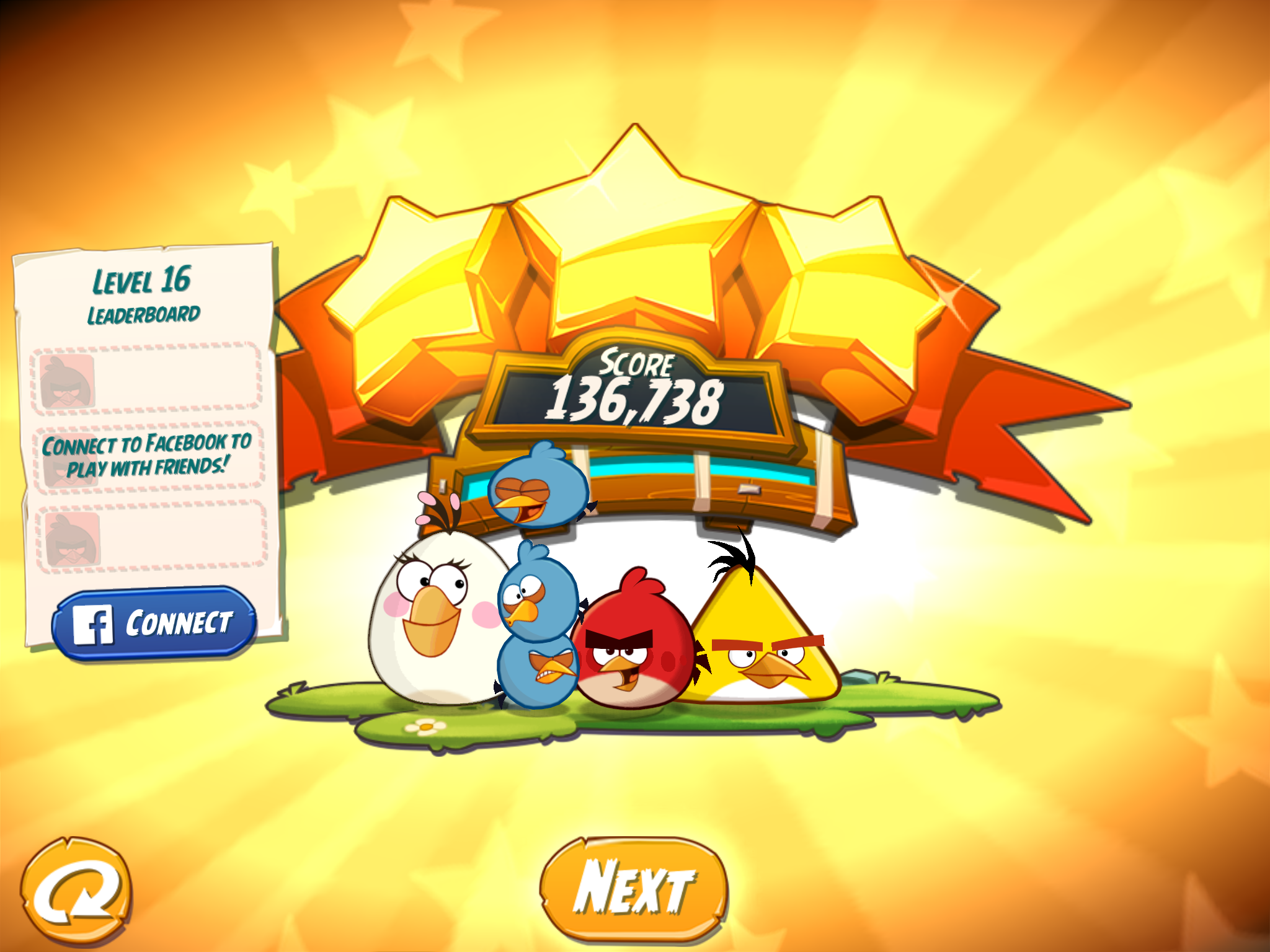 Angry Birds 2: Level 16 136,738 points