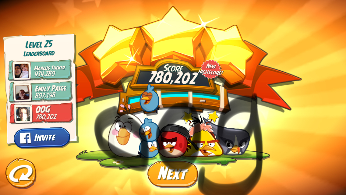 Angry Birds 2: Level 25 780,202 points