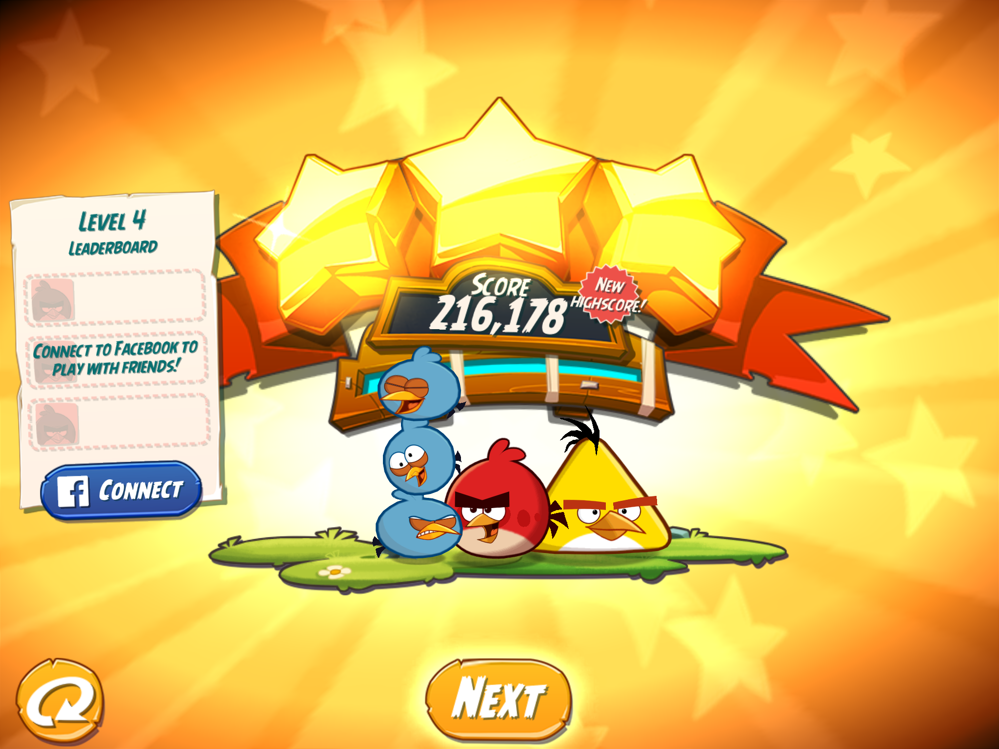 Angry Birds 2: Level 4 216,178 points