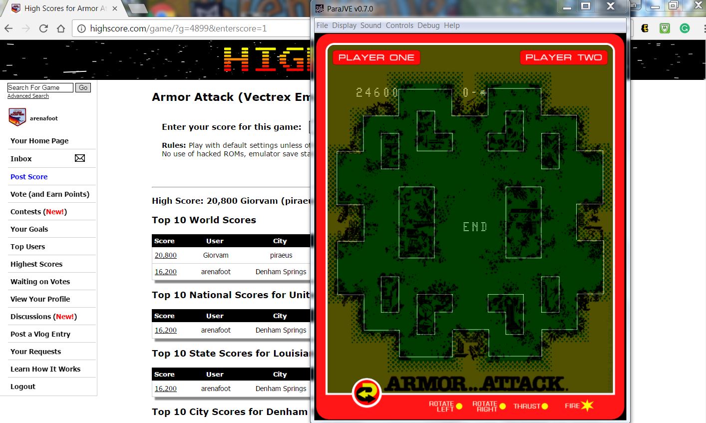 arenafoot: Armor Attack (Vectrex Emulated) 24,600 points on 2017-02-18 22:05:25