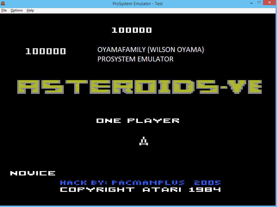 oyamafamily: Asteroids-VE: Novice (Atari 7800 Emulated) 100,000 points on 2016-03-09 17:05:38