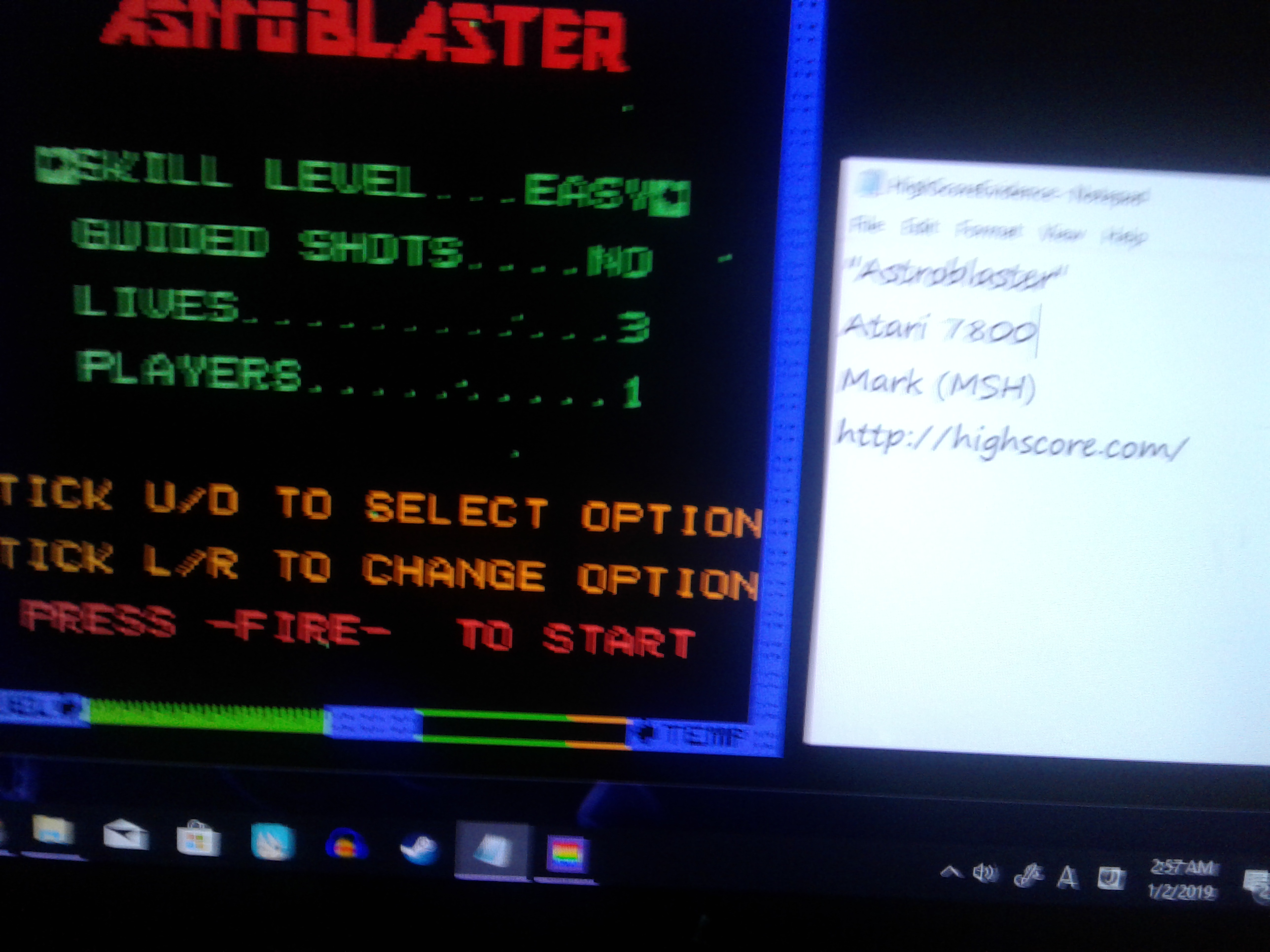 Mark: Astro Blaster [Easy] (Atari 7800 Emulated) 6,590 points on 2019-01-02 19:49:23