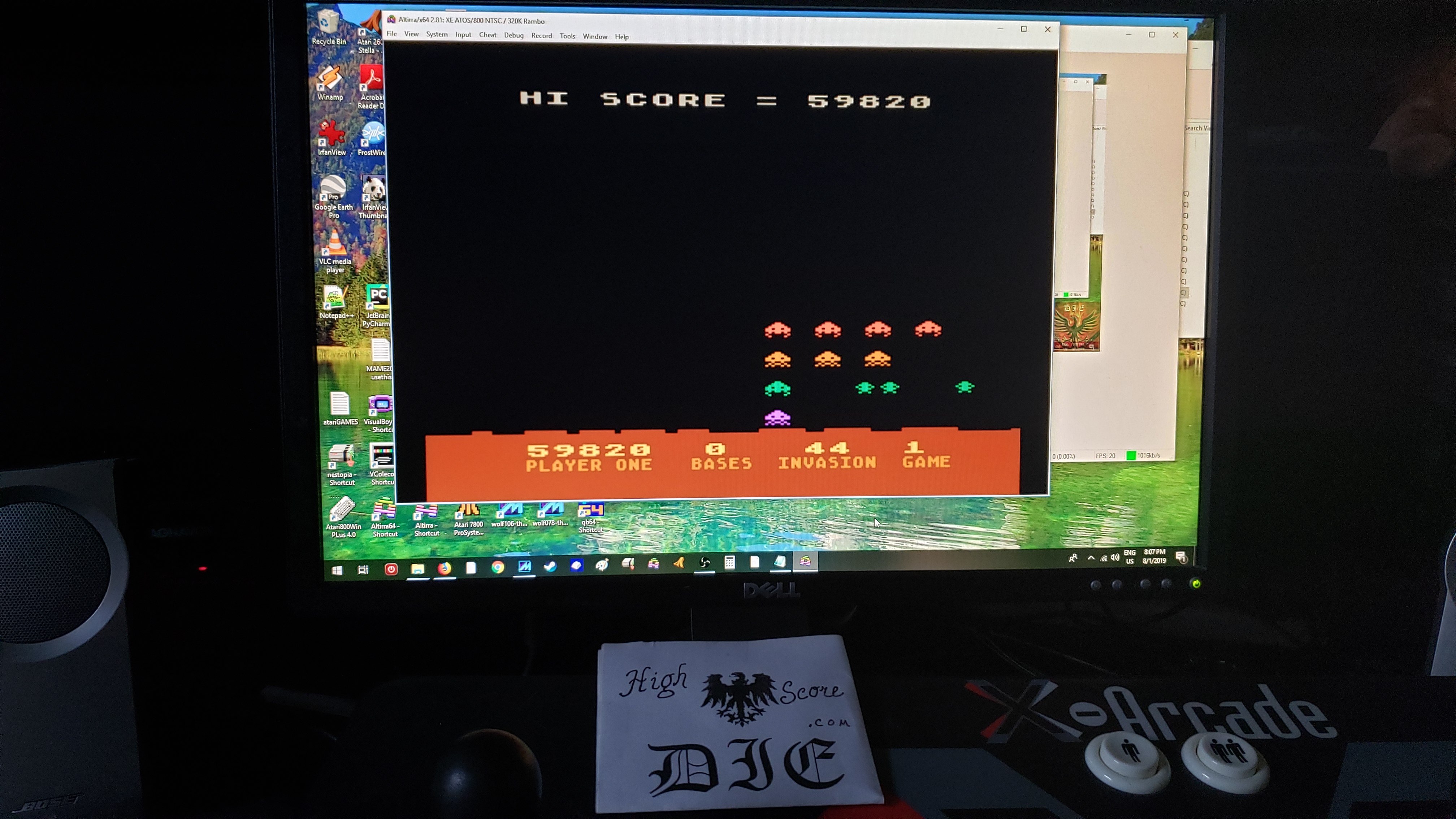 MikeDietrich: Atari Invaders (Atari 400/800/XL/XE Emulated) 59,820 points on 2019-08-01 19:10:05