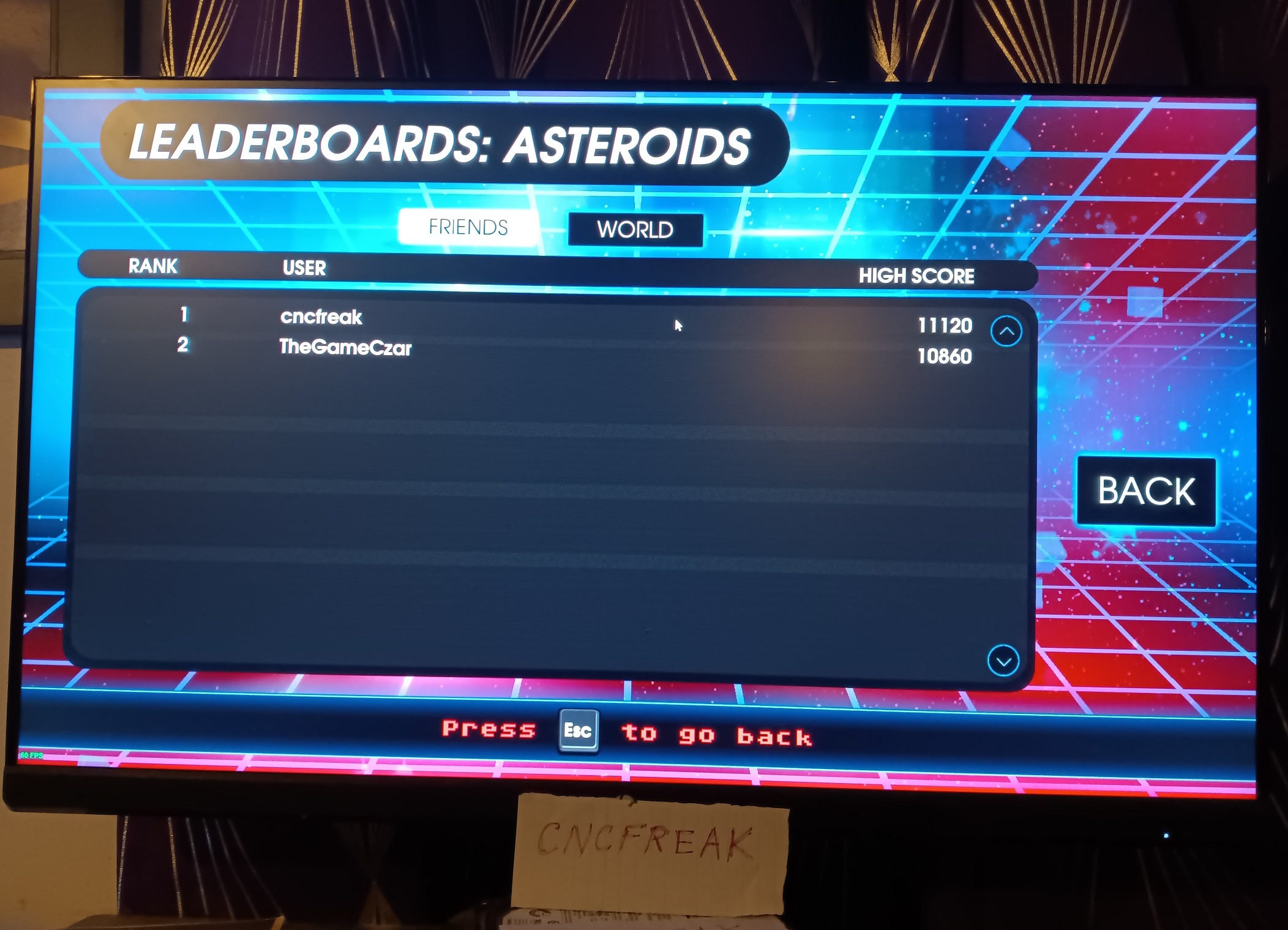 cncfreak: Atari Vault: Asteroids [Arcade] (PC) 11,120 points on 2022-10-09 20:19:12