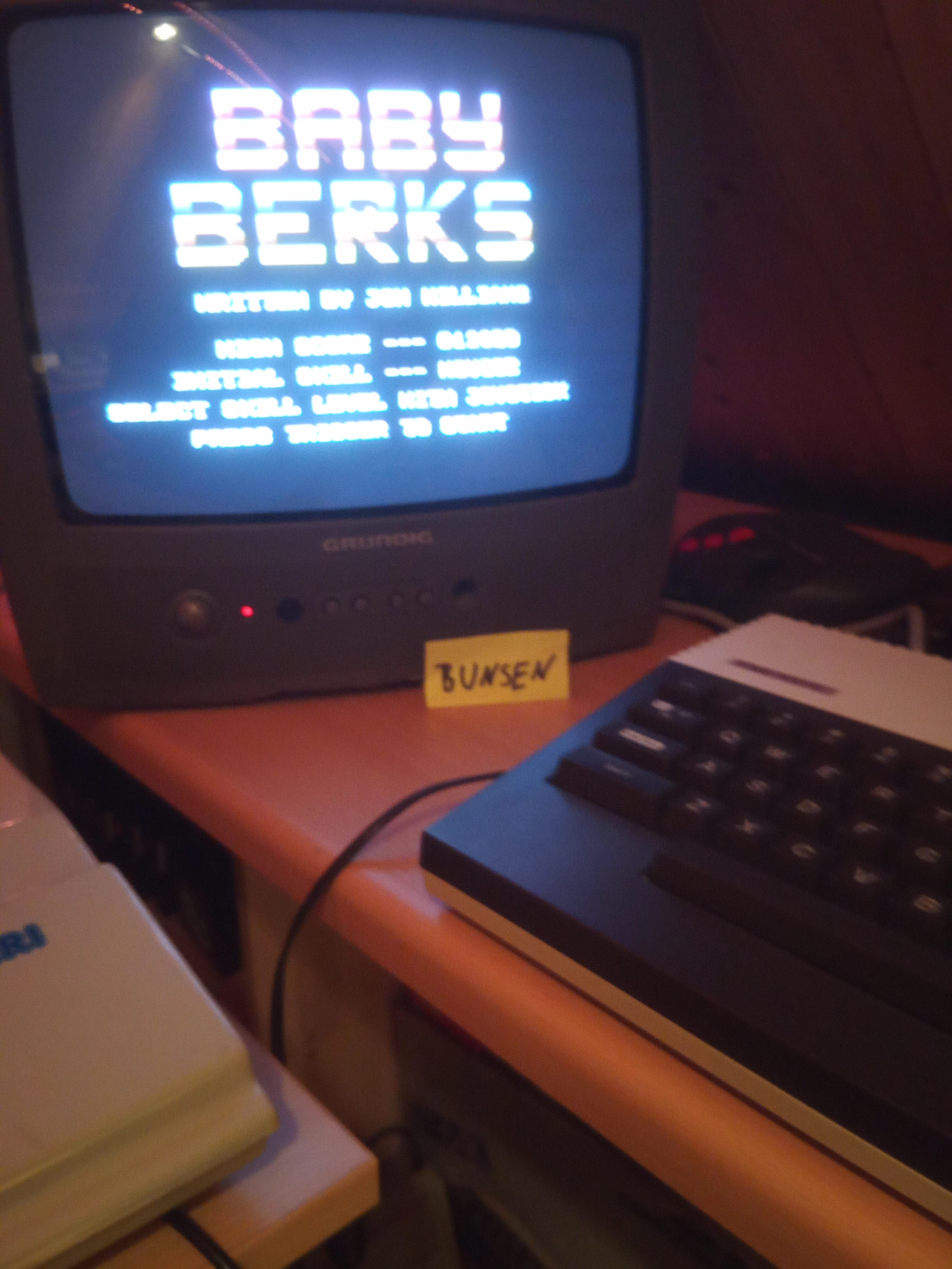 Bunsen: Baby Berks [Skill: Master] (Atari 400/800/XL/XE) 158,200 points on 2020-07-09 14:29:31
