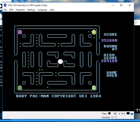 kernzy: Baby Pac-Man (Commodore 64 Emulated) 352,680 points on 2022-06-16 15:41:18