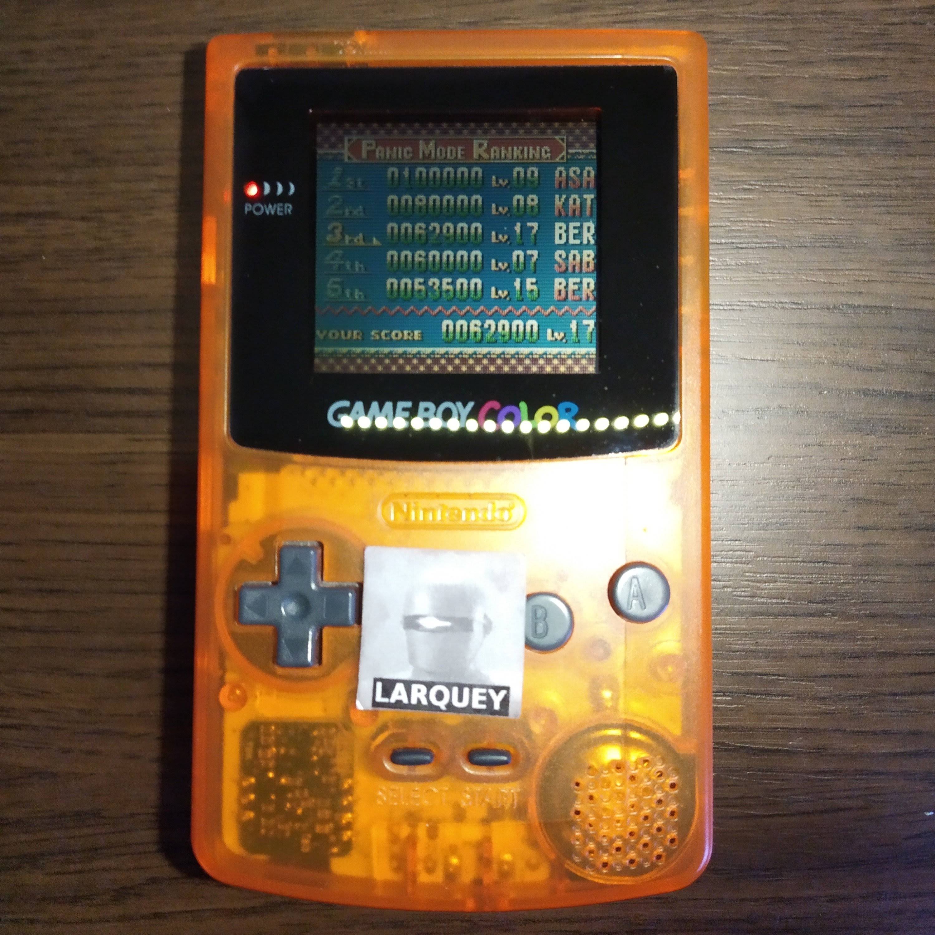Larquey: Ballistic [Normal] (Game Boy Color) 62,900 points on 2020-06-08 04:41:39