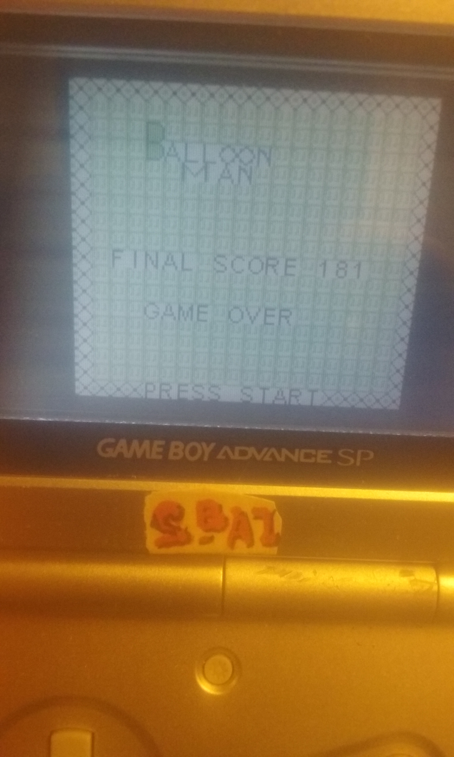 S.BAZ: Balloon Man (Game Boy) 181 points on 2020-07-11 22:55:43