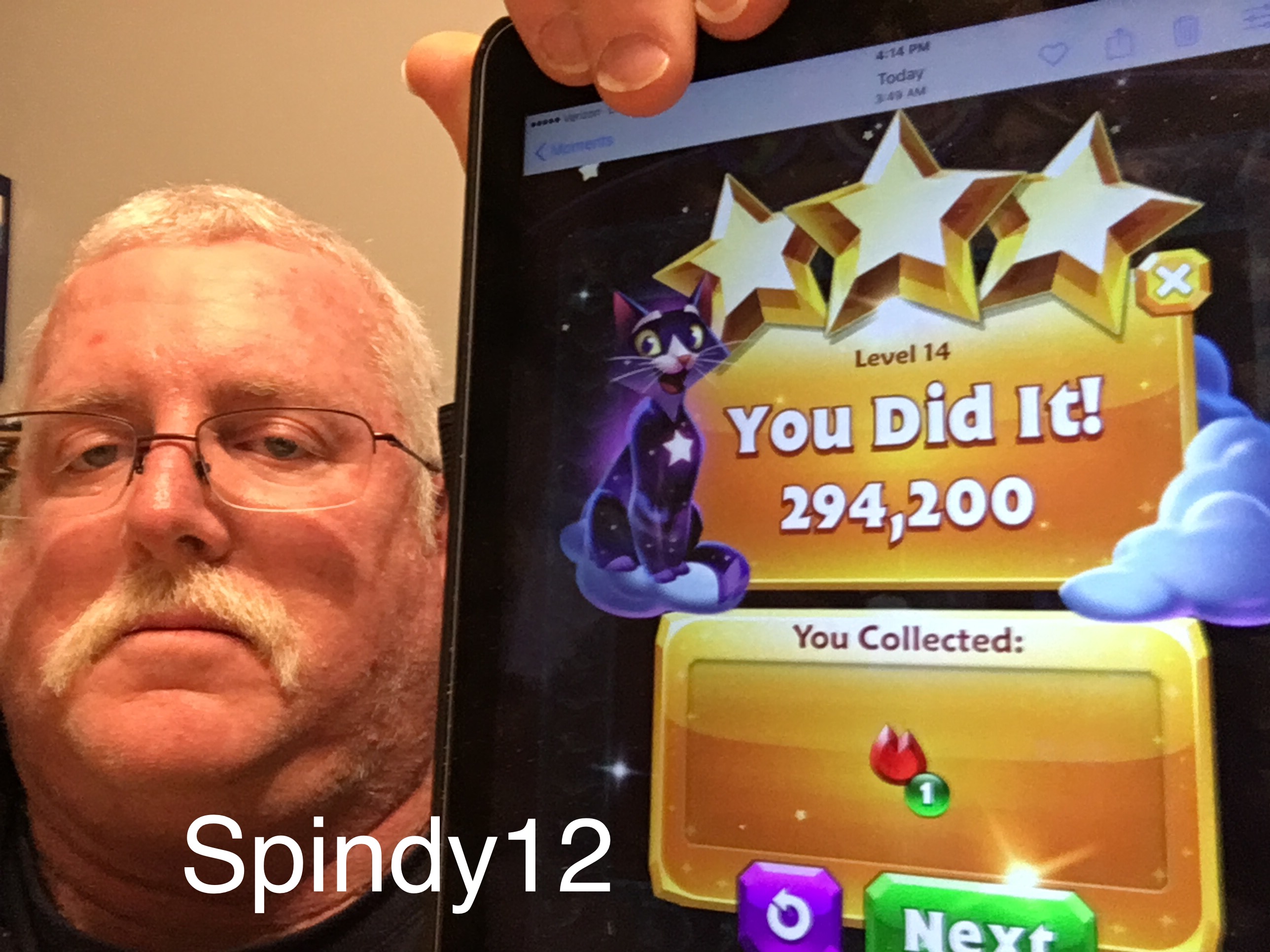 Spindy12: Bejeweled Stars: Level 14 - Current Collections (iOS) 294,200 points on 2016-12-25 07:49:15
