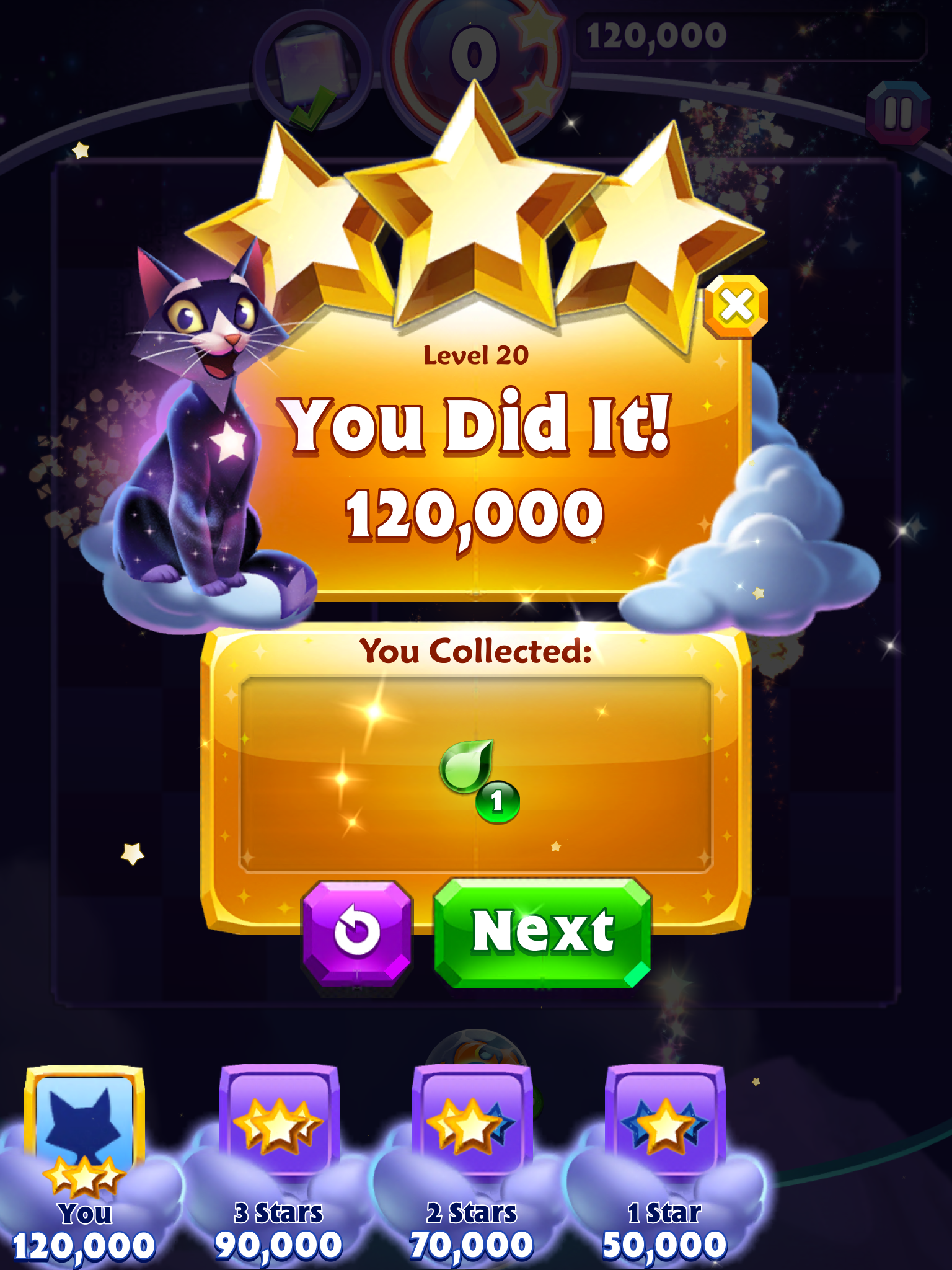 Bejeweled Stars: Level 20 - From the Bottom Up 120,000 points