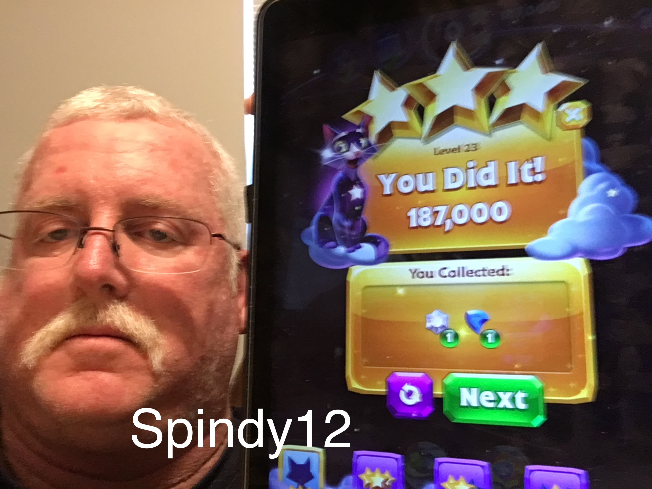 Spindy12: Bejeweled Stars: Level 23 - Time to Multitask Returns! (iOS) 187,000 points on 2016-12-25 08:05:02