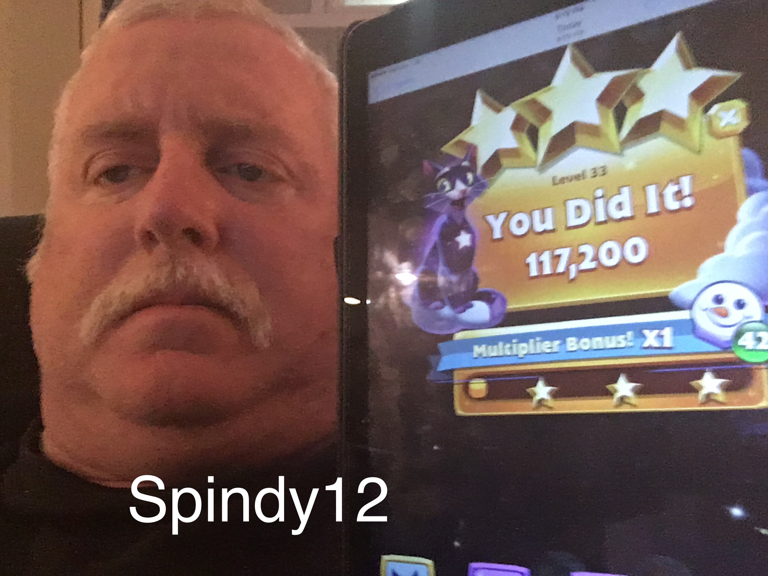Spindy12: Bejeweled Stars: Level 33: Luck of the drop (iOS) 117,200 points on 2016-12-25 12:12:21