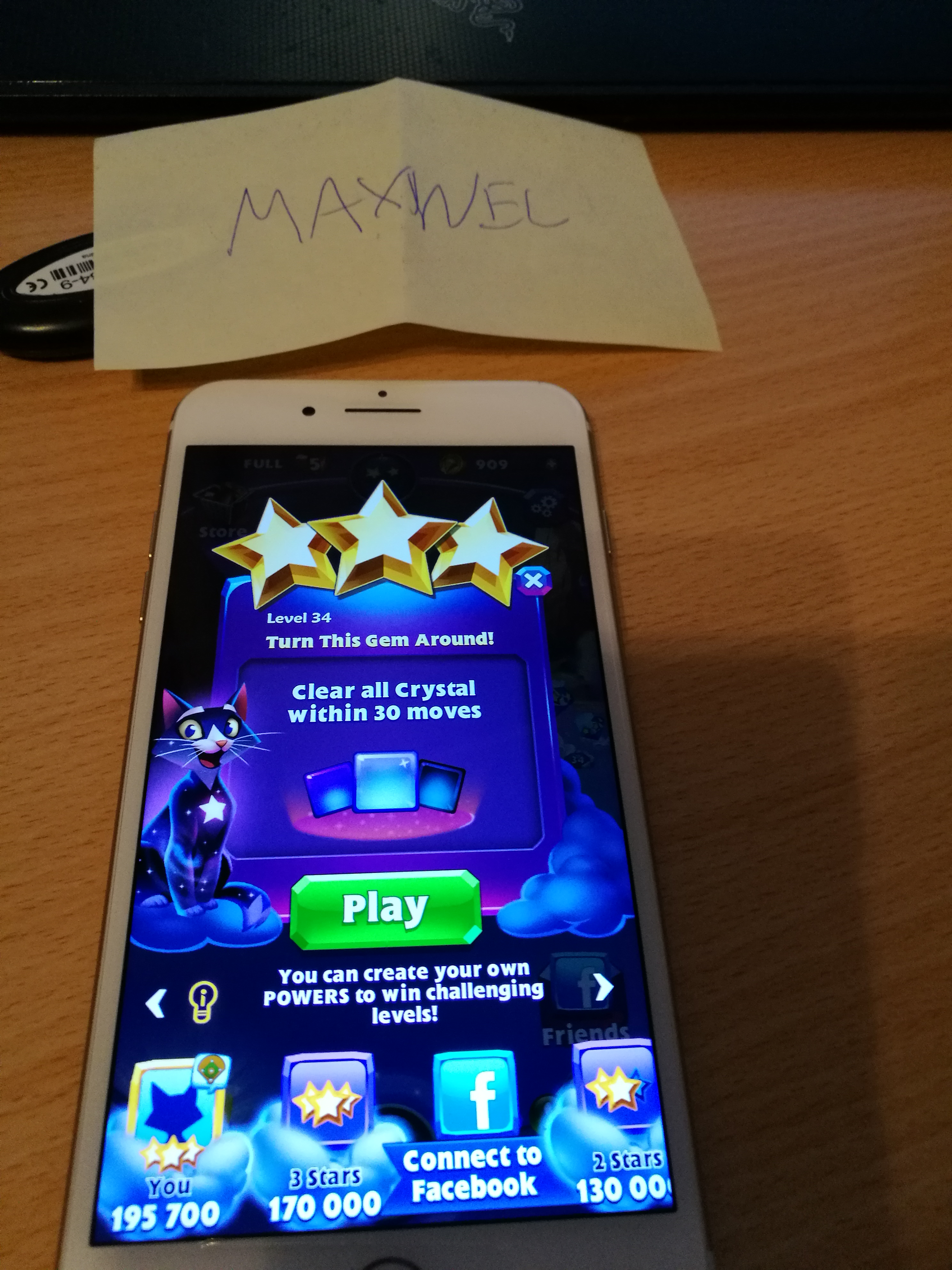 Maxwel: Bejeweled Stars: Level 34: Turn this gem around (iOS) 195,700 points on 2016-11-13 15:18:30