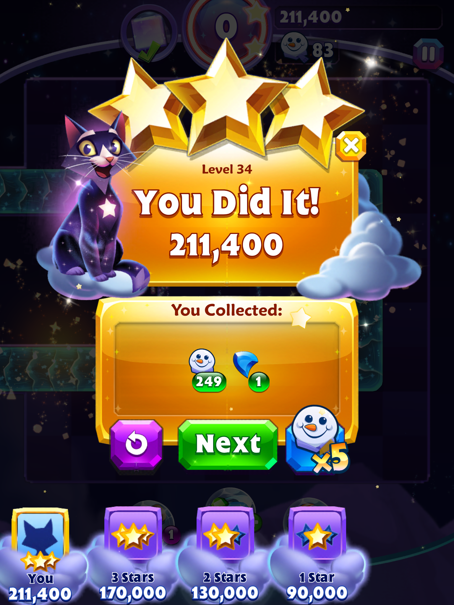 Spindy12: Bejeweled Stars: Level 34: Turn this gem around (iOS) 211,400 points on 2016-12-25 12:14:28