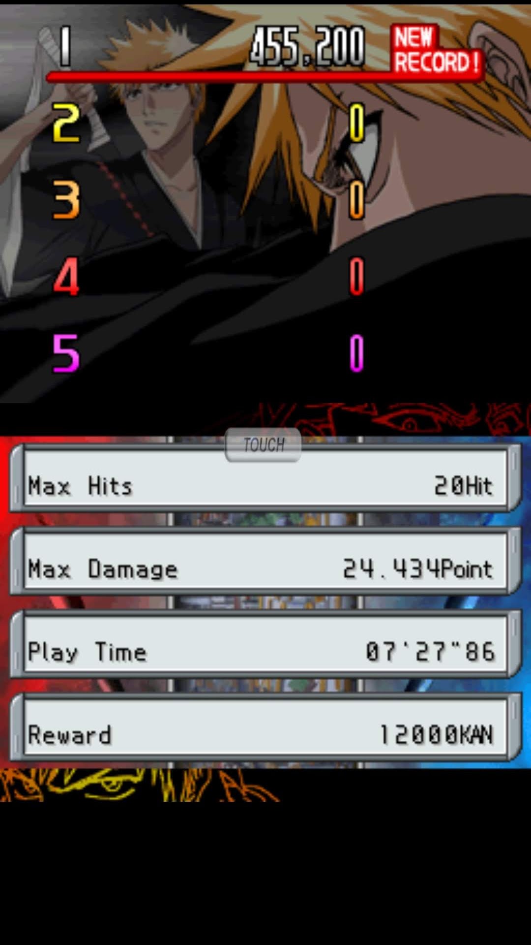 Larquey: Bleach: The Blade Of Fate: Arcade Mode: Ichigo [Easy] (Nintendo DS Emulated) 455,200 points on 2022-09-18 10:01:36