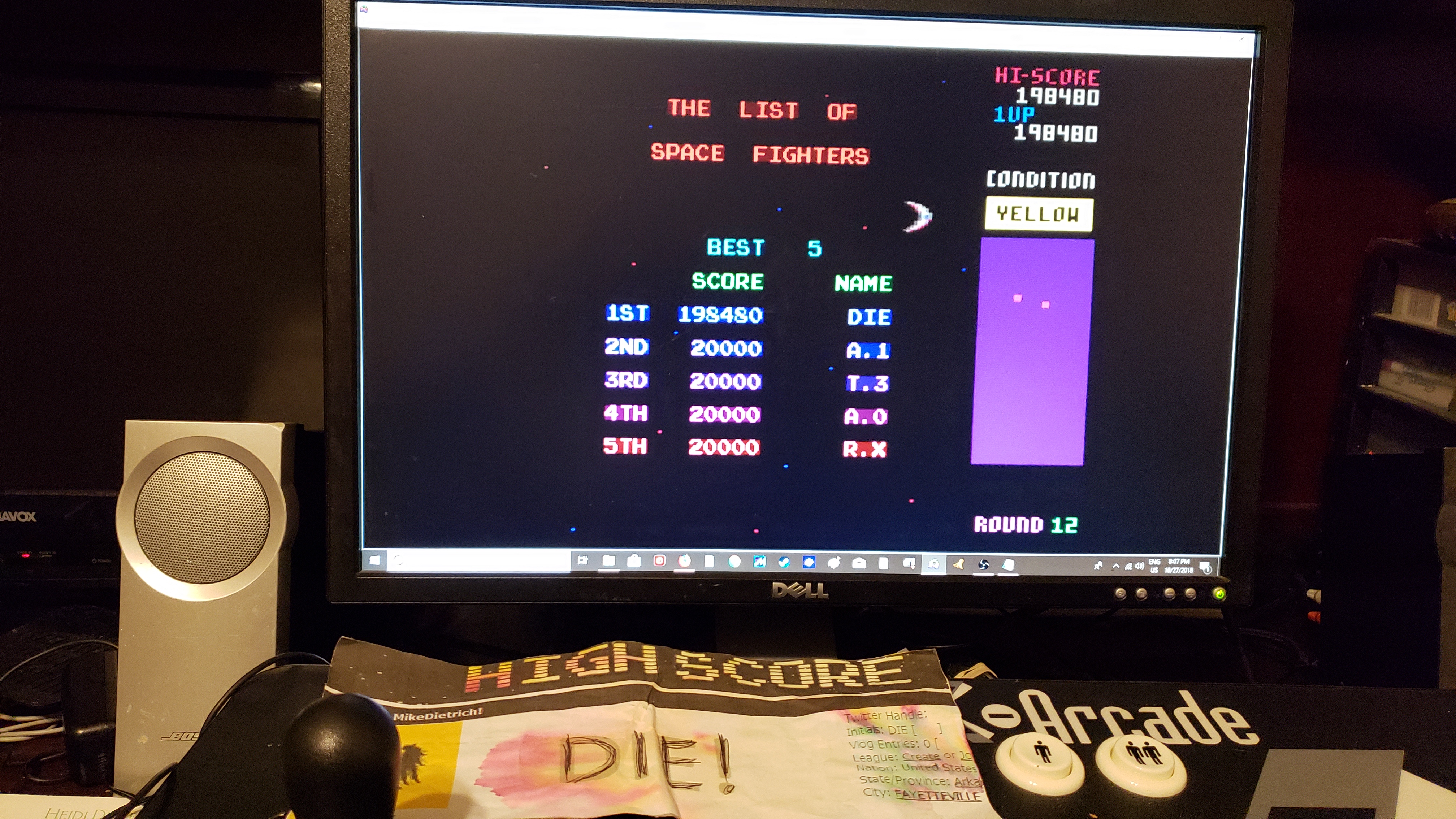 MikeDietrich: Bosconian (Atari 400/800/XL/XE Emulated) 198,480 points on 2018-10-27 19:10:21