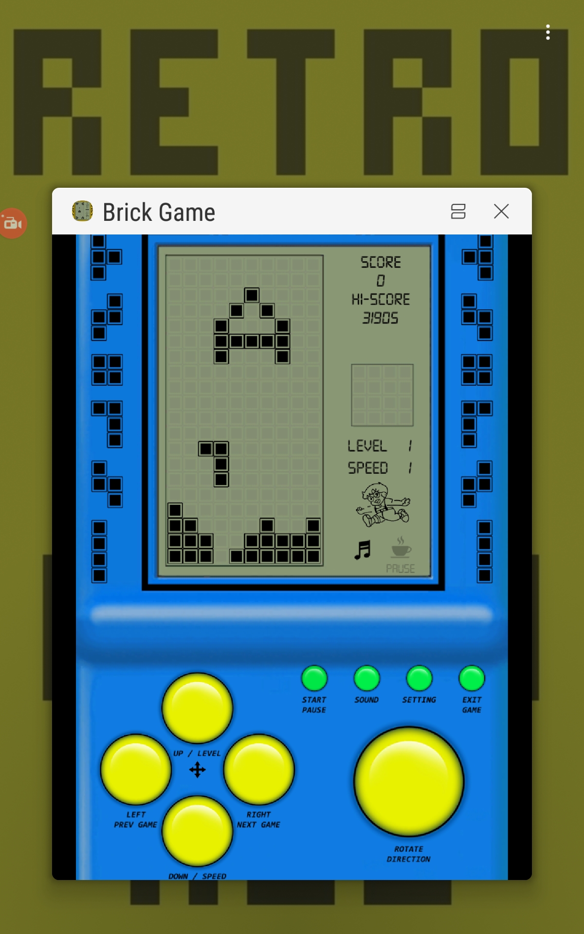 RetroRob: Brick Game: Game A (Android) 31,905 points on 2022-07-02 08:57:03