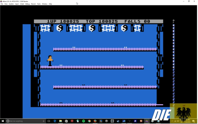 MikeDietrich: Bruce Lee (Atari 400/800/XL/XE Emulated) 180,825 points on 2016-11-06 17:14:45
