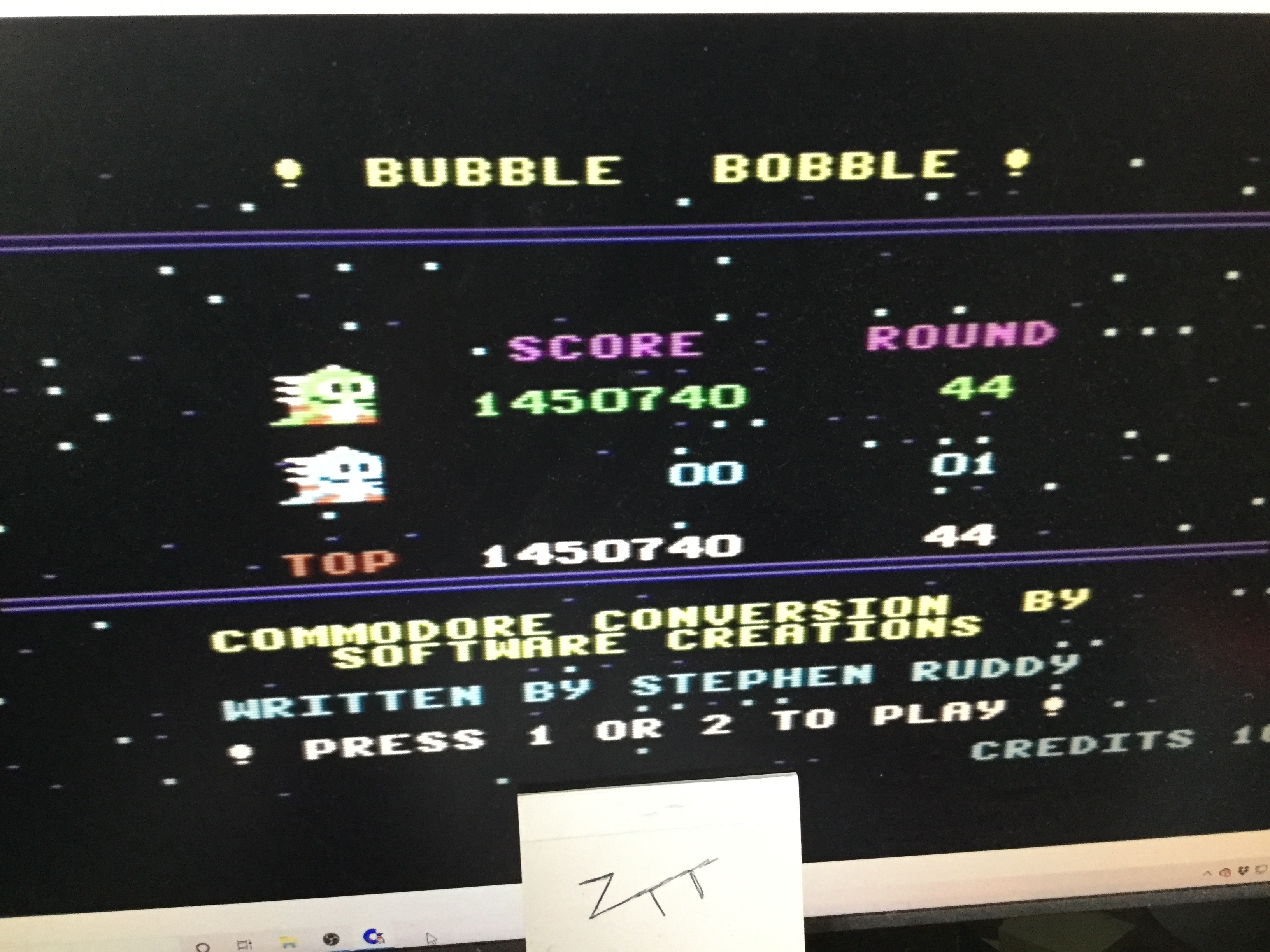 Frankie: Bubble Bobble (Commodore 64 Emulated) 1,450,740 points on 2021-02-07 05:59:51