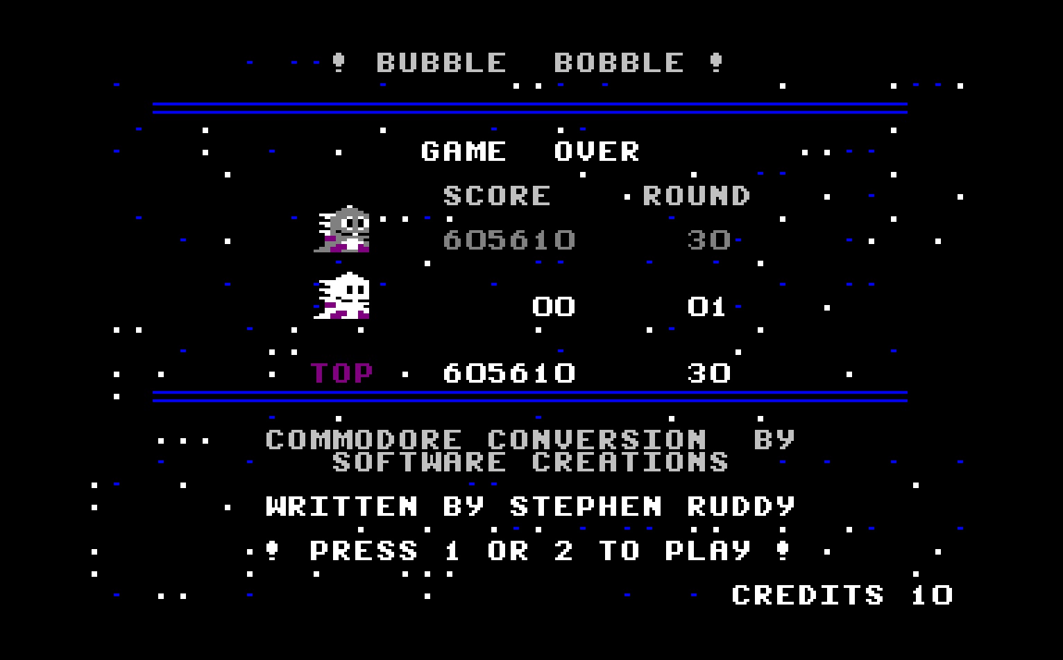 Bubble Bobble 605,610 points