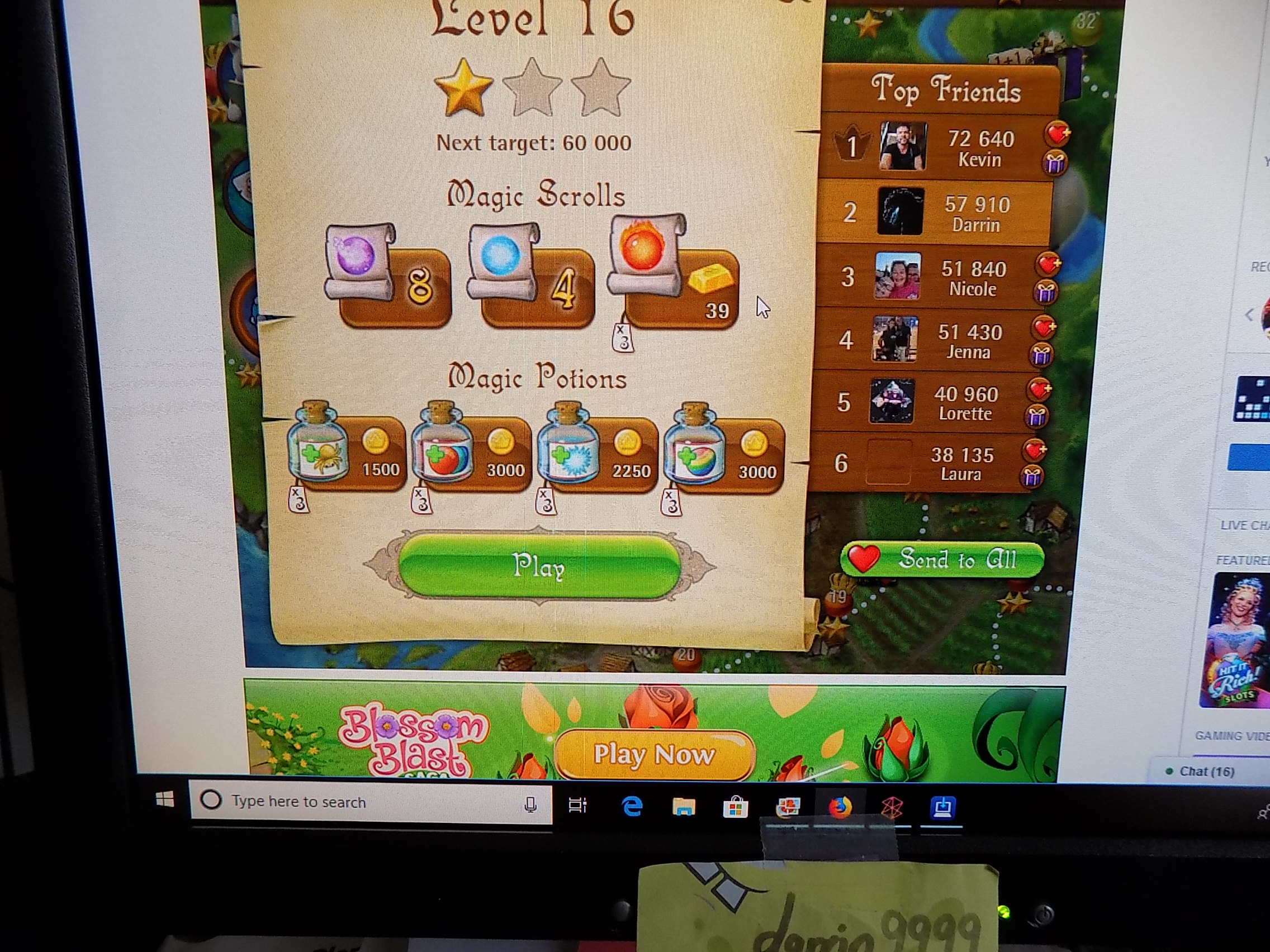 darrin9999: Bubble Witch Saga: Level 16 (Web) 57,910 points on 2018-10-23 12:22:43