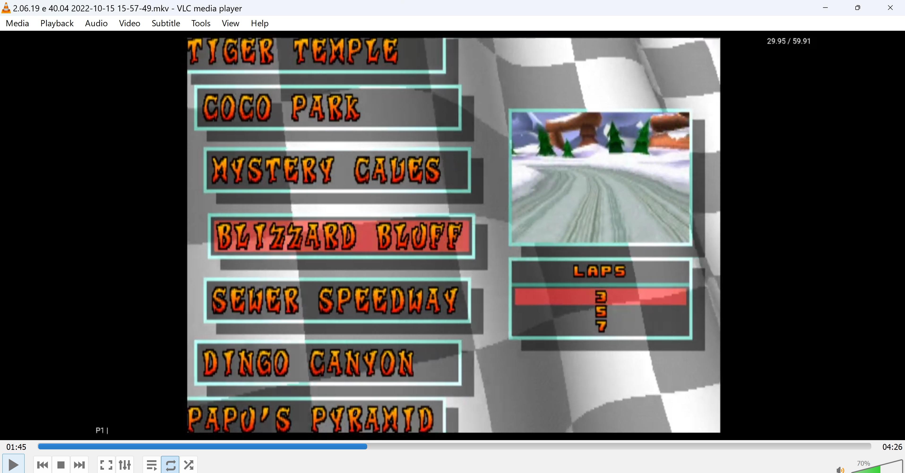 CTR Crash Team Racing: Arcade: Blizzard Bluff: Single: Medium: 3 Laps [Race Time] time of 0:02:06.19