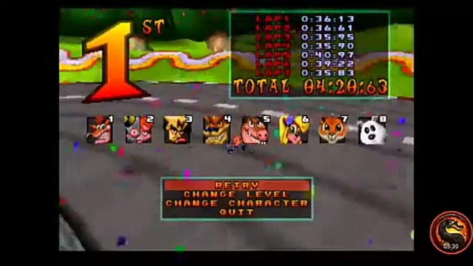 CTR Crash Team Racing: Arcade: Coco Park: Single: Easy: 7 Laps [Race Time] time of 0:04:20.63