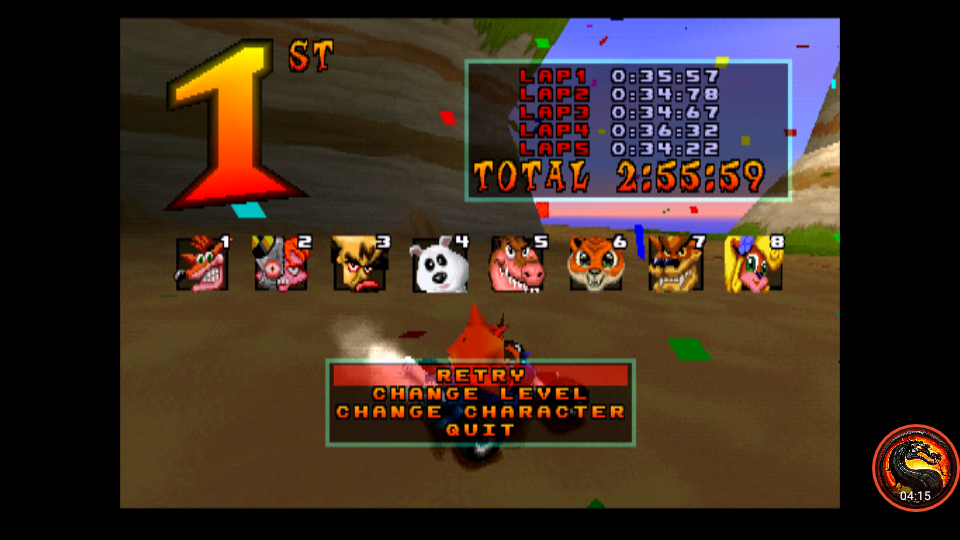 omargeddon: CTR Crash Team Racing: Arcade: Crash Cove: Single: Medium: 5 Laps [Race Time] (Playstation 1 Emulated) 0:02:55.59 points on 2021-09-25 09:12:17