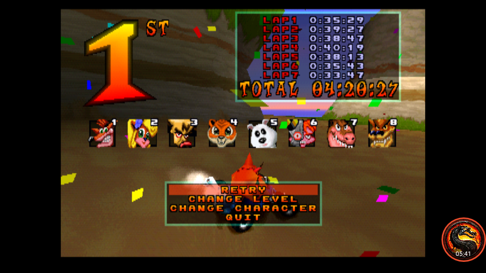omargeddon: CTR Crash Team Racing: Arcade: Crash Cove: Single: Medium: 7 Laps [Race Time] (Playstation 1 Emulated) 0:04:20.27 points on 2021-09-25 09:13:51