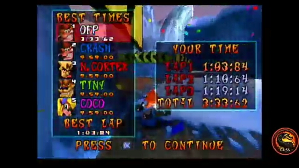 CTR Crash Team Racing: Time Trial: Polar Pass [Race Time] time of 0:03:33.62