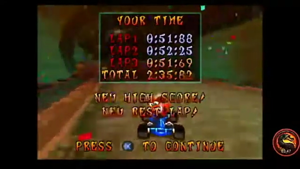 CTR Crash Team Racing: Time Trial: Sewer Speedway [Best Lap] time of 0:00:51.69