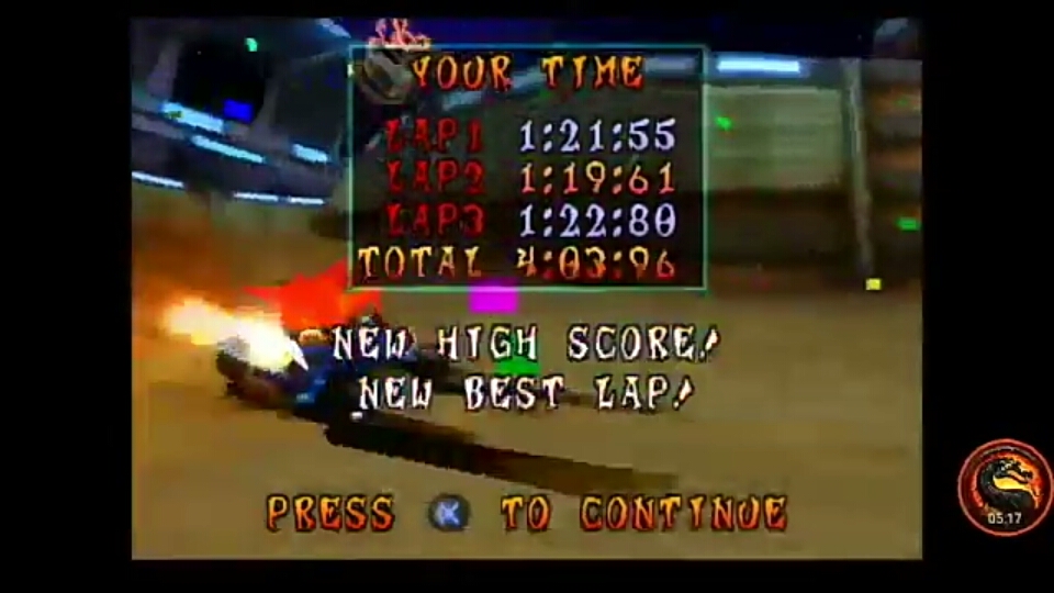CTR Crash Team Racing: Time Trial: Tiny Arena [Best Lap] time of 0:01:19.61