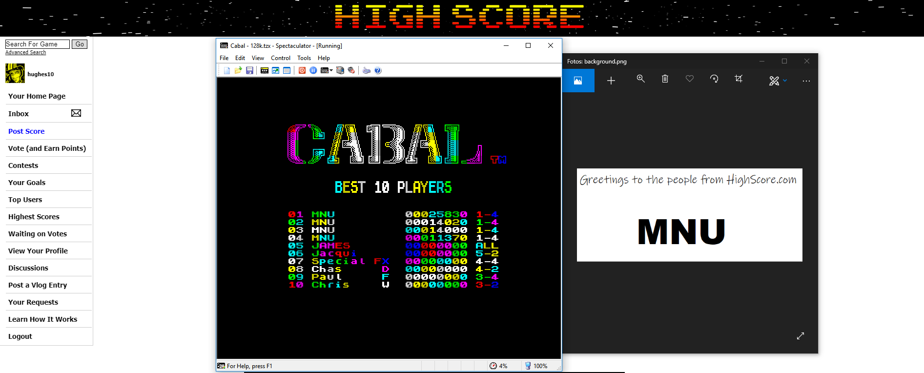 hughes10: Cabal (ZX Spectrum Emulated) 25,830 points on 2019-08-13 20:02:24