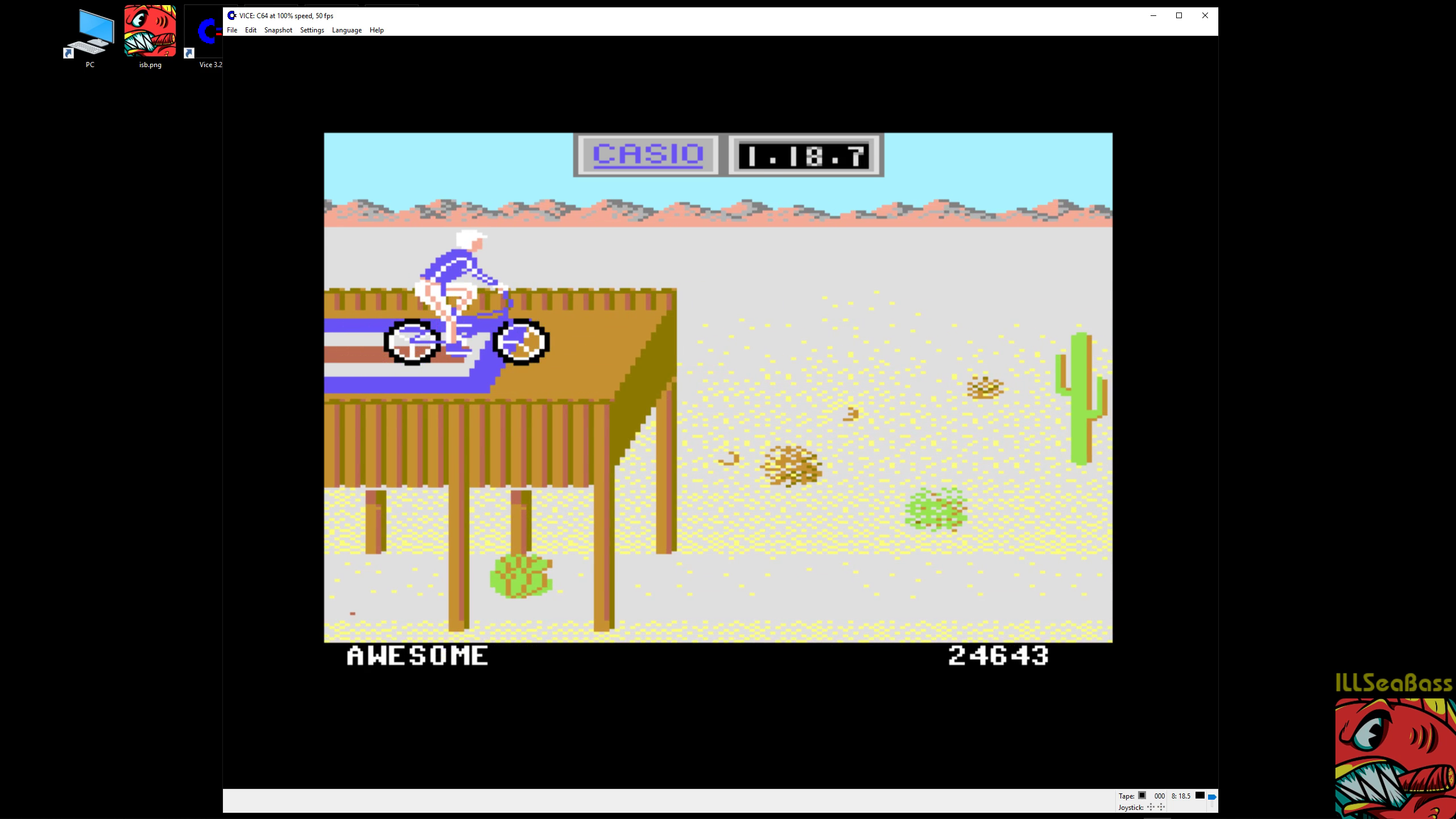 ILLSeaBass: California Games: BMX (Commodore 64 Emulated) 24,643 points on 2019-03-08 21:05:59