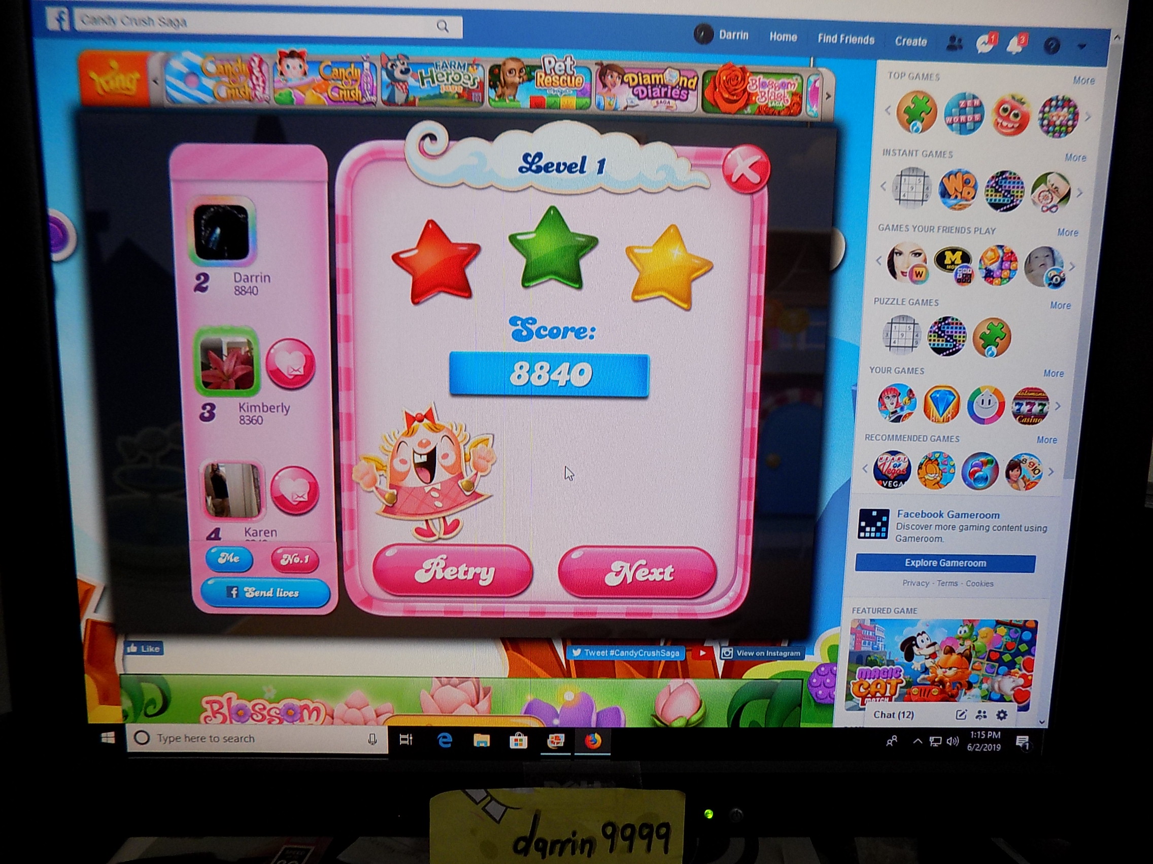 Candy Crush Saga: Level 001 8,840 points