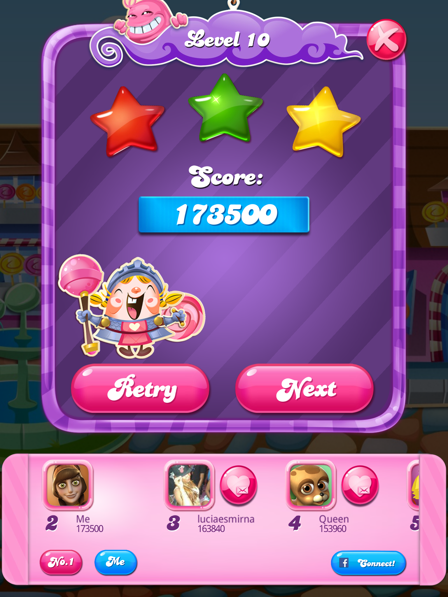 Spindy12: Candy Crush Saga: Level 010 (iOS) 173,500 points on 2016-12-20 15:42:38