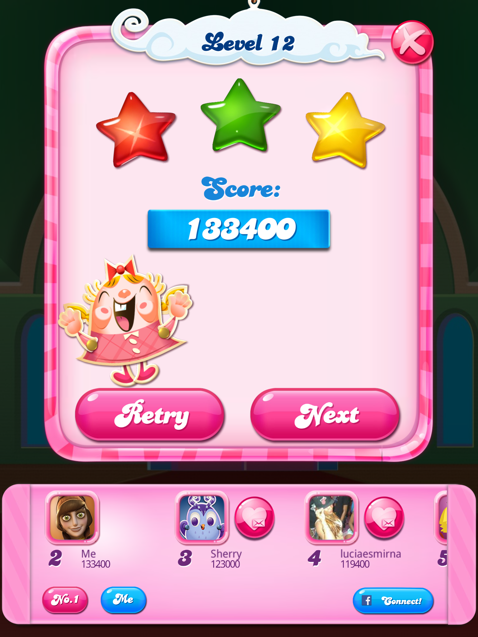 Spindy12: Candy Crush Saga: Level 012 (iOS) 133,400 points on 2016-12-20 15:45:55