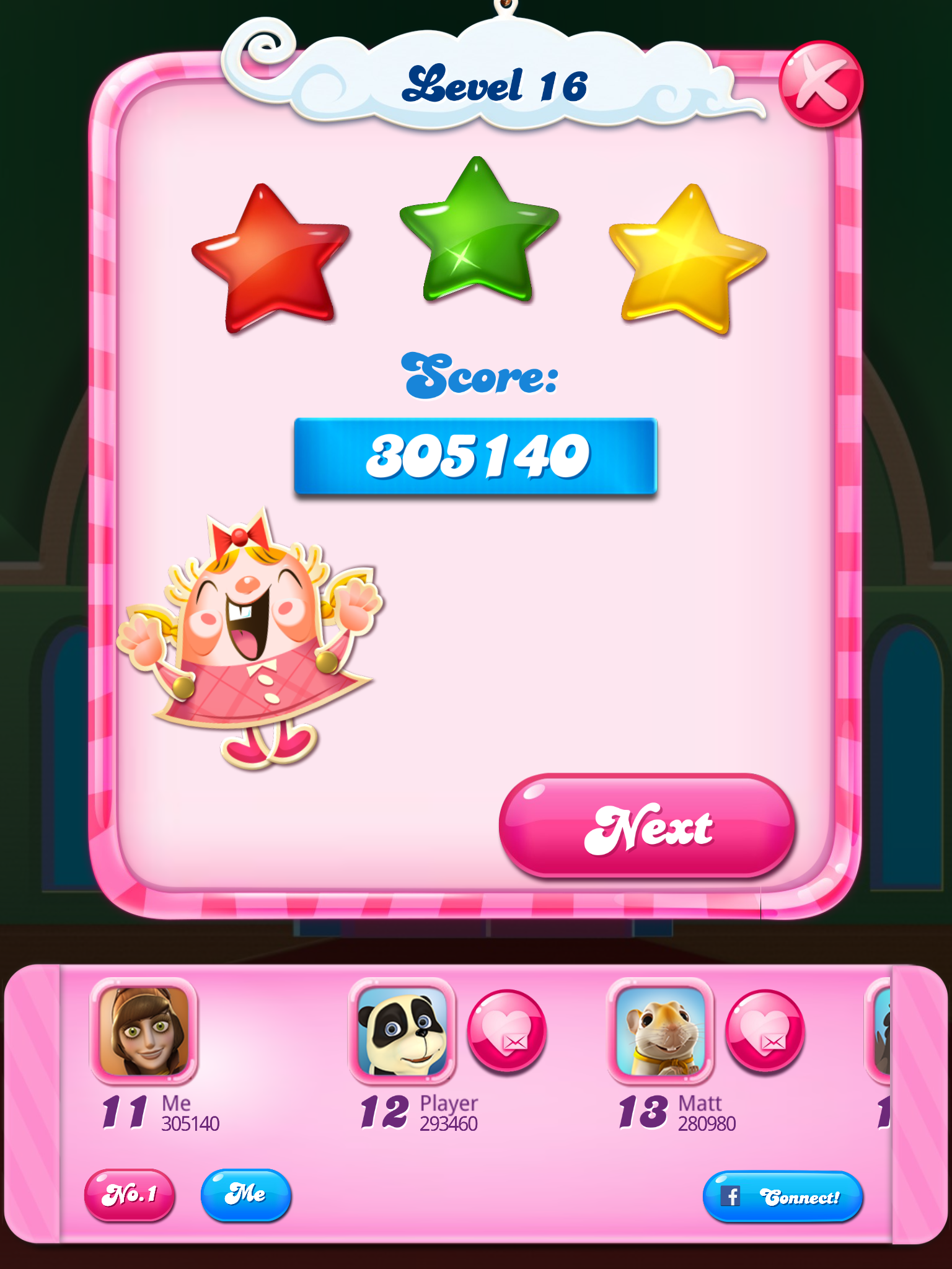 Spindy12: Candy Crush Saga: Level 016 (iOS) 305,140 points on 2016-12-20 15:52:28