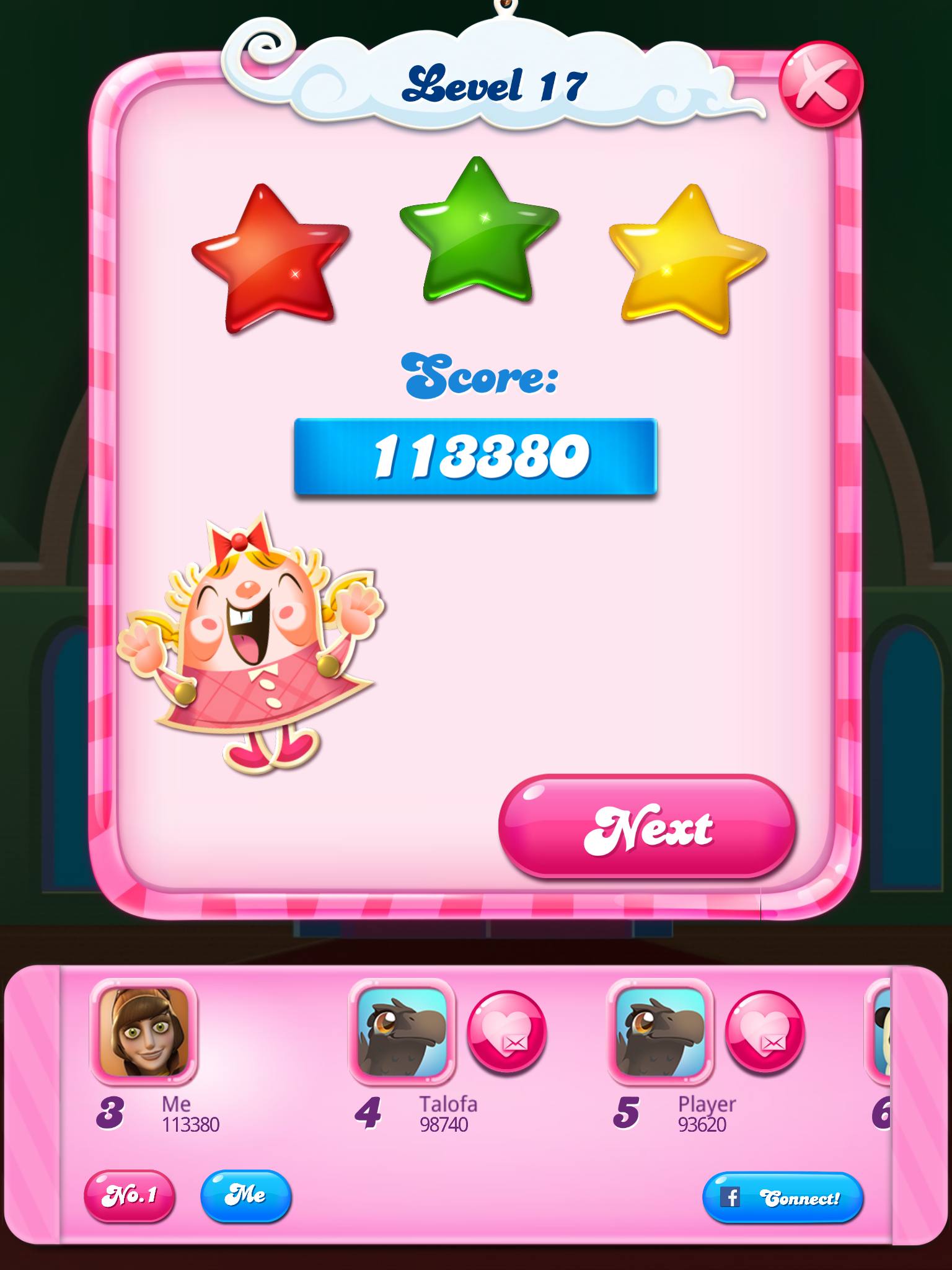 Spindy12: Candy Crush Saga: Level 017 (iOS) 113,380 points on 2016-12-20 15:54:14