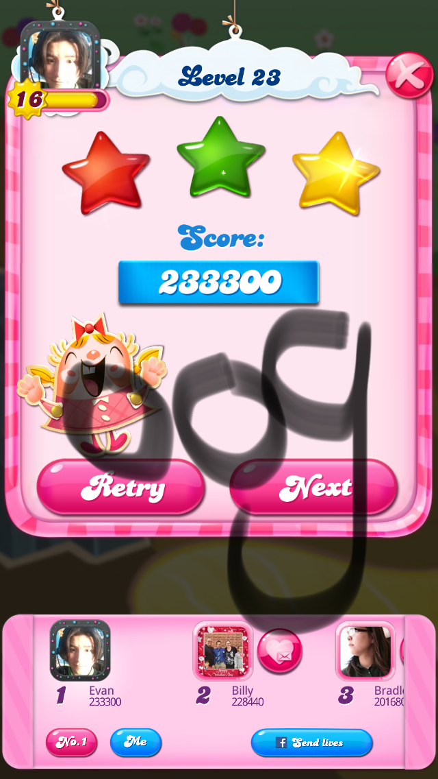 OOG: Candy Crush Saga: Level 023 (iOS) 233,300 points on 2018-03-20 15:56:46